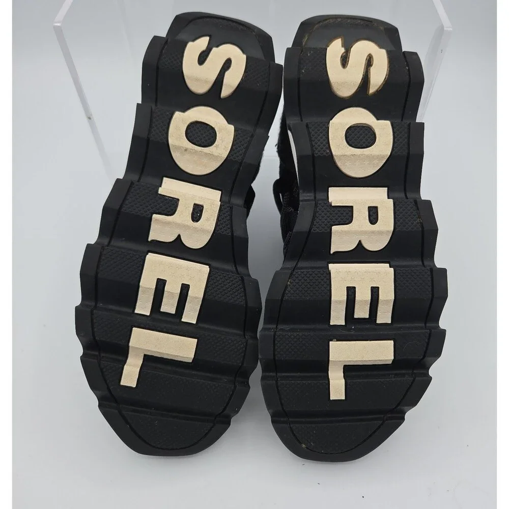 SOREL Kinetic Lace Sneakers Womens 7.5 Black Heather Knit Walking Shoes NL3227